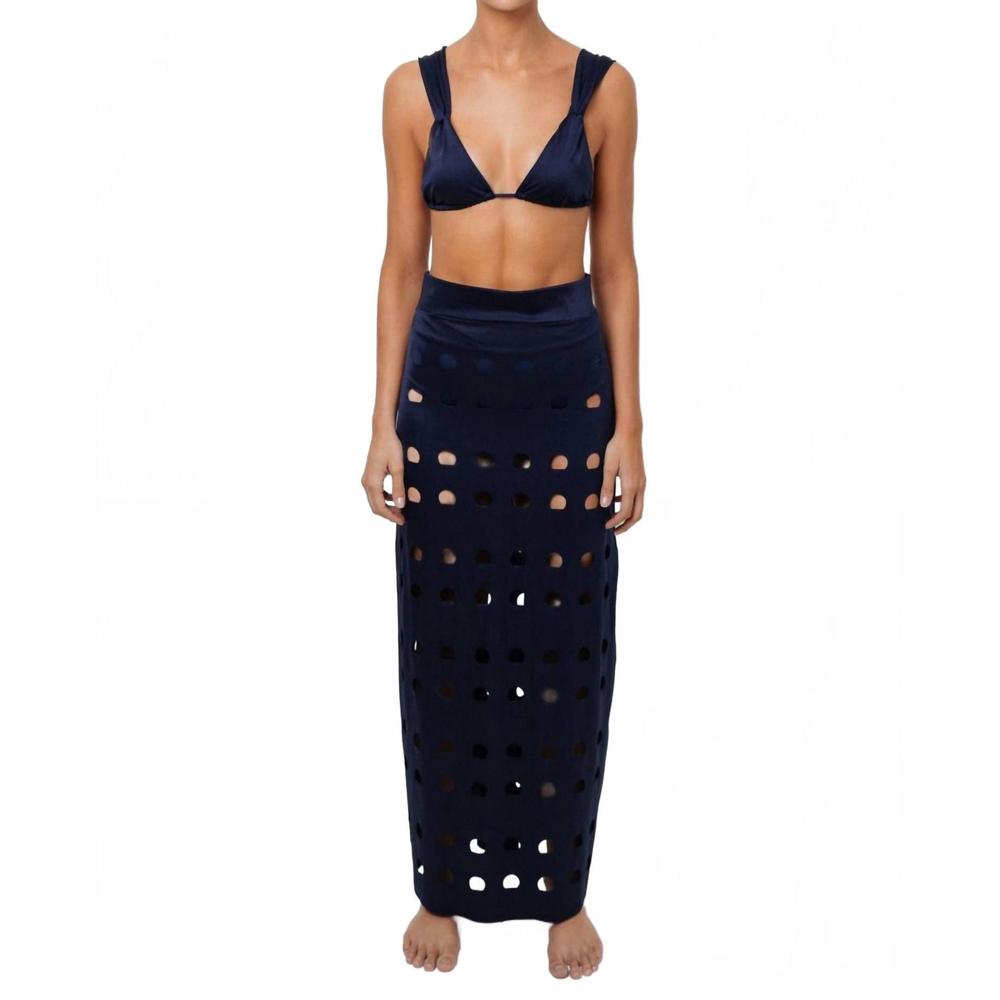 NEW MAR DE LUA filipa laser cut skirt in navy